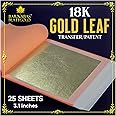 Barnabas Blattgold Gold Leaf - 18K Real Gold [25 Sheets, 3.1 inches] - Transfer Patent for Painting, Arts and Crafts
