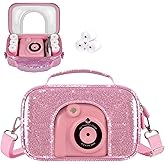 Kid Instant Print Camera Case Compatible with Dylanto/ for Cimizi/ for DUDUDRAGON/ for Gofunly/ for Anchioo Digital Camera, Portable Shining Bag with 3 Photo Paper & Shoulder Strap (Box Only) - Pink