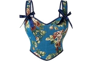 Scarlet Darkness Corset Tops for Women Floral Lace Up Bustier Corset with Zipper Size 6-18