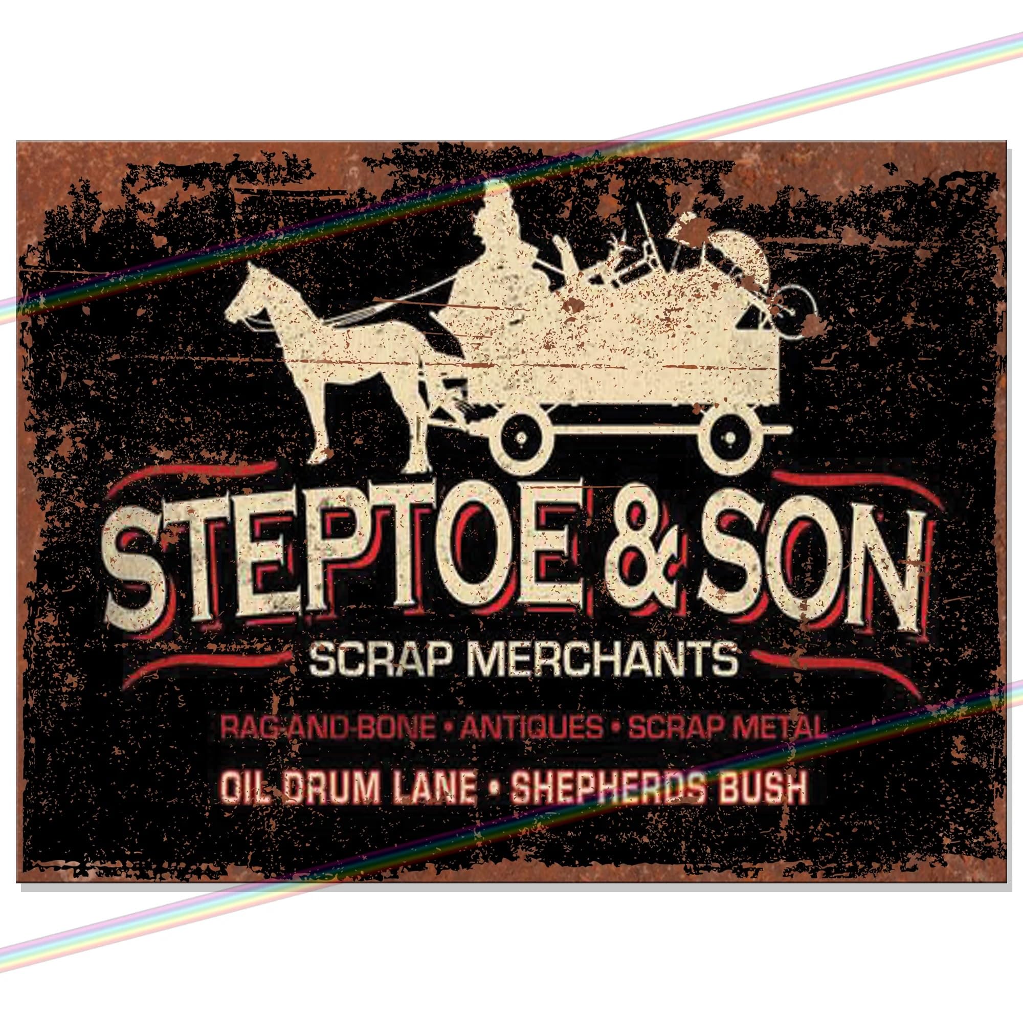 Steptoe and Son Metal Bar Sign Funny Logo Tin Father's Day Gift Retro Vintage Hanging Wall Plaque Kitchen Shed Garage Indoor and Outdoor Large (27cm x 18cm)
