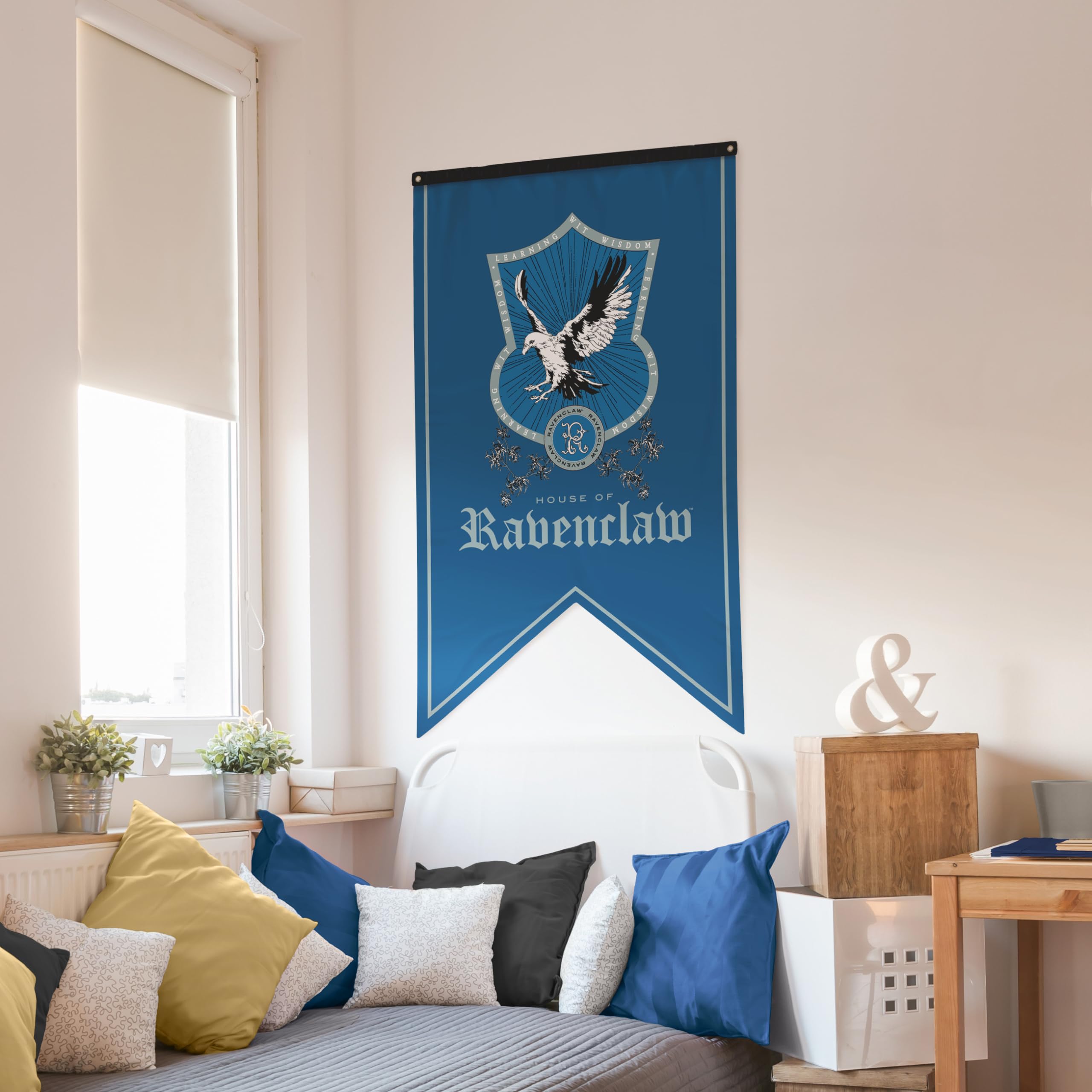 Conquest Journals Harry Potter Ravenclaw Crest Banner, 30'' x 50'' Extra Large Flag, 300D Oxford Cloth, Banners for Birthday Parties, Party Supplies, Dorm Decorations, Wall Decor, Officially Licensed