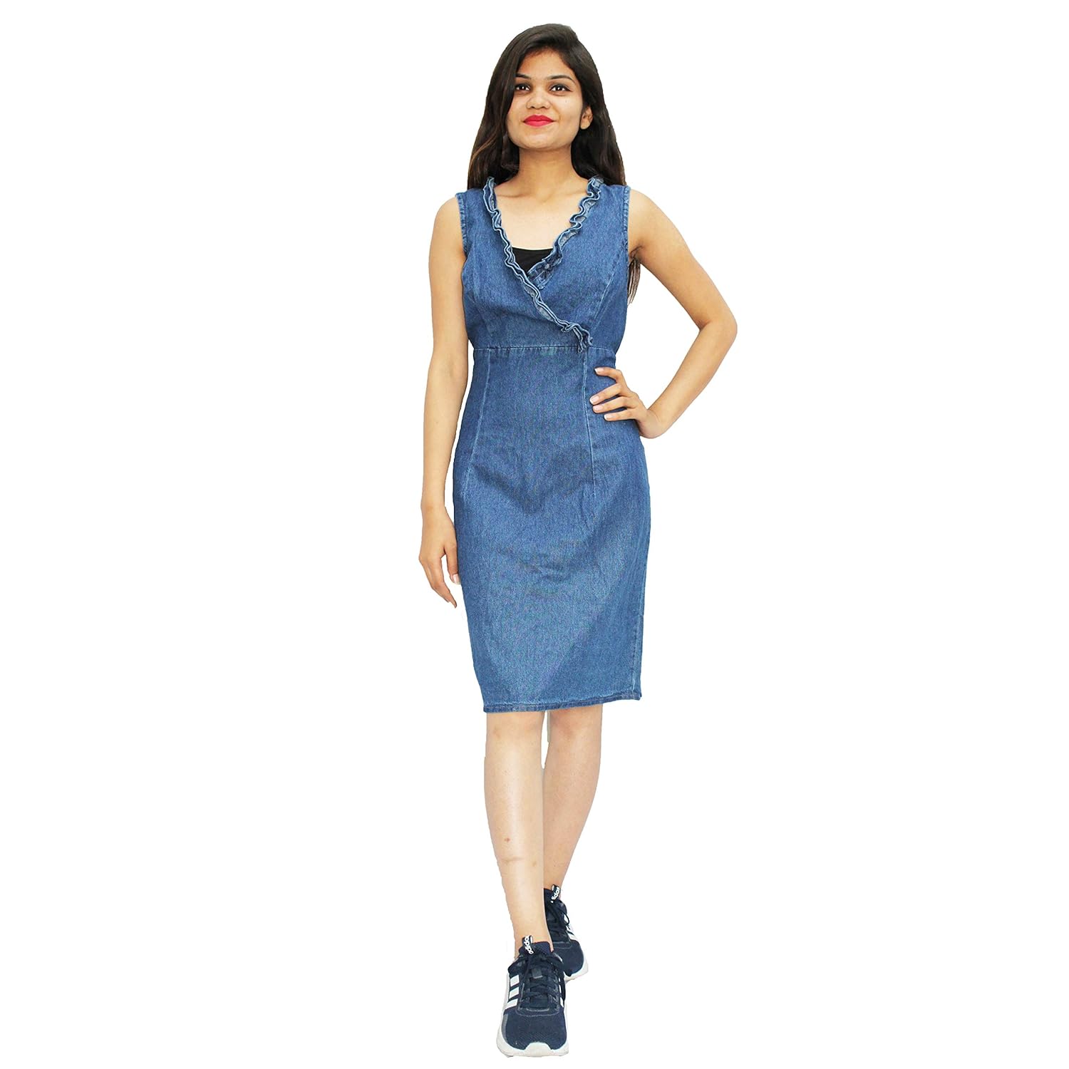 womens denim midi dress