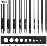 kuou 10 Pc Round Steel Hole Punch Cutter Set 0.5mm-5.0mm for Leather Paper view 2