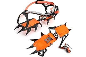 JIANLEI Ice Cleats - Crampons Spikes for Robust Traction, Unisex Ice Cleats for Shoes and Boots - Ideal for Mountaineering & Ice Climbing