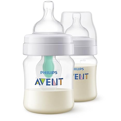 Philips Avent Anti-colic Flasche mit AirFree Ventil SCF810/24, 125ml, 2er-Pack, transparent