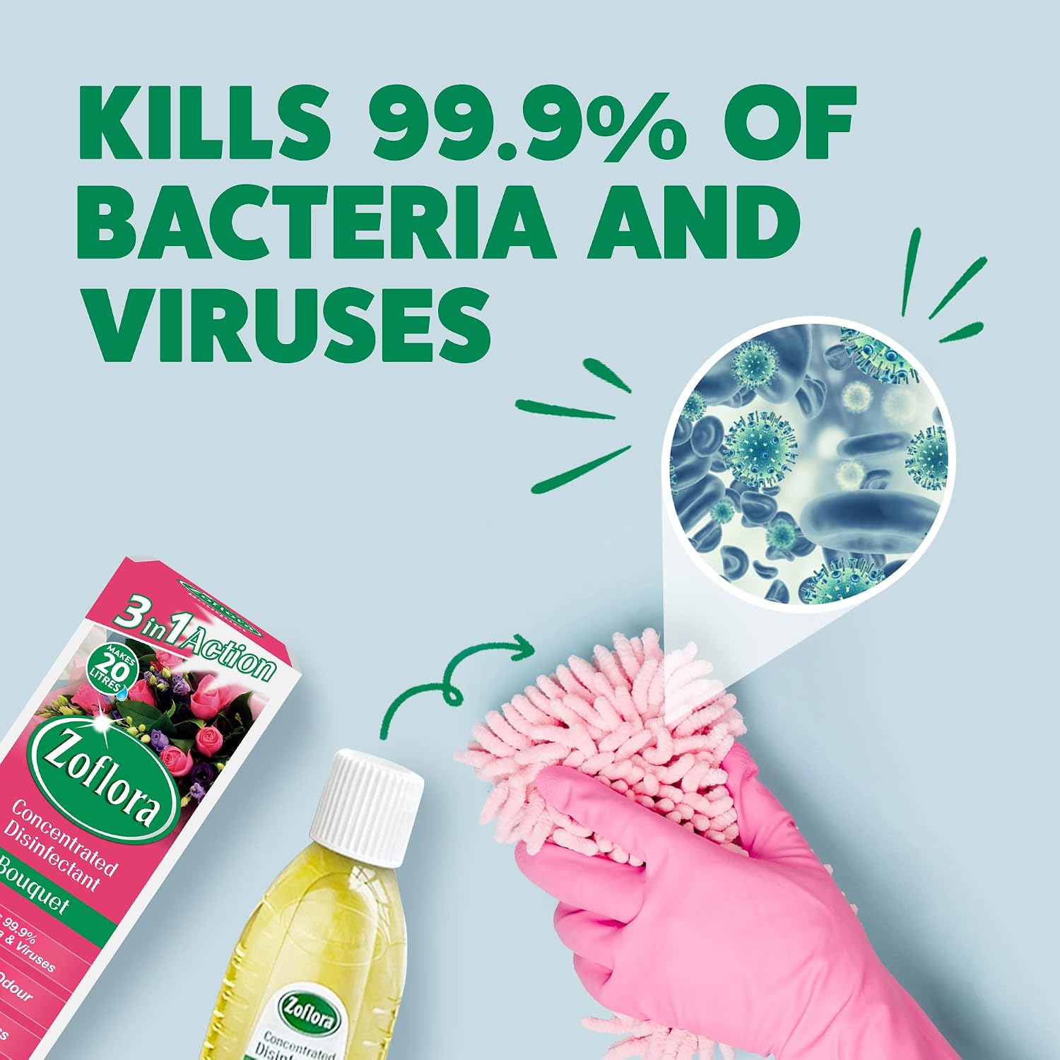 Zoflora Bouquet All Purpose Concentrated Disinfectant Liquid, Antibacterial and Multi-Surface, Pet Safe Disinfectant - Image 3