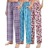 Cosy Pyro 3 Pack Women Casual Pajama Pants Soft Pjs Bottoms Lounge Comfy Sleep Pants with Pocket Drawstring