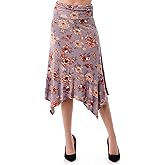 Fashionazzle Women's Flowy Handkerchief Hemline Midi Skirt