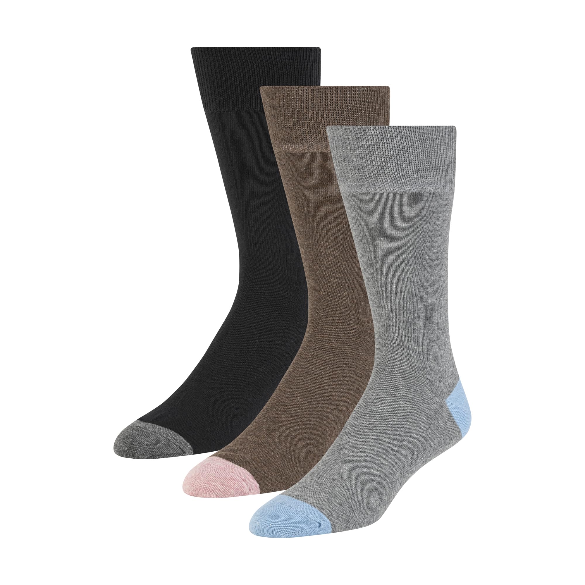 Ted Baker Men’s 3 Pack Pattern Crew Dress Socks, Blue Bell/Pink Heather/Charcoal, One Size