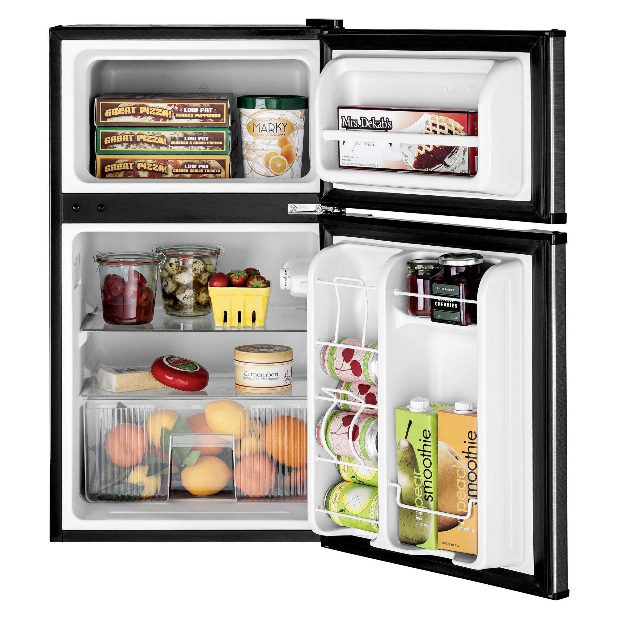 GE Appliances 3.1 Cubic Foot Freestanding Double Door Compact Refrigerator, Clean Steel