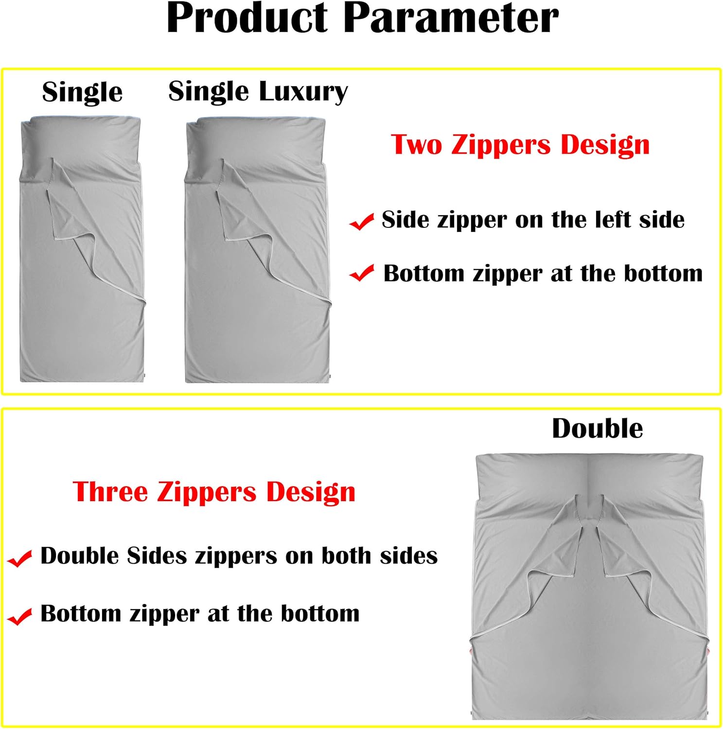 Cozysilk Sleeping Bag Liner with Zipper - Pure Cotton Sleep Sack Adult - Travel Sheet for Hotel & Backpacking, Pure Silk Sleep Mask Included : Sports & Outdoors