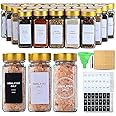 JARXSUN Glass Spice Jars with Label, 24Pcs Spice Jars with Shaker Lids-4 oz Gold Spice Seasoning Jars Bottles Containers Set for Spice Rack (24)
