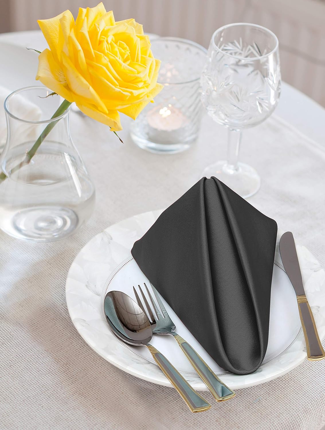 Utopia Kitchen Cloth Napkins 18 by 18 Inches, 12 Pack Steel Grey Dinner Napkins, Poly Cotton Soft Durable Napkins: Home & Kitchen