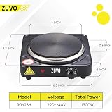 Zuvo 1500W Single Hot Plate Portable Electric Hob Cast Iron Ring 22.7cm view 3