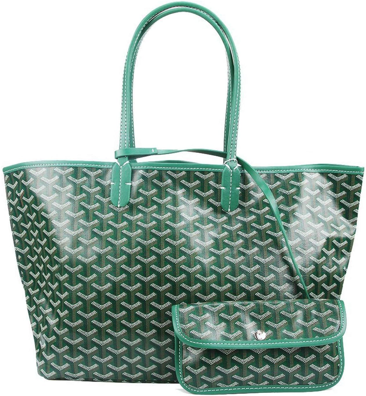 Stylesty Fashion Shopping PU Tote Bag, Designer Shoulder Handbags with Key Ring (Medium, Green4)