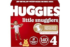 Huggies Size 4 Diapers, Little Snugglers Baby Diapers, Size 4 (22-37 lbs), 140 Ct (2 packs of 70), Packaging May Vary
