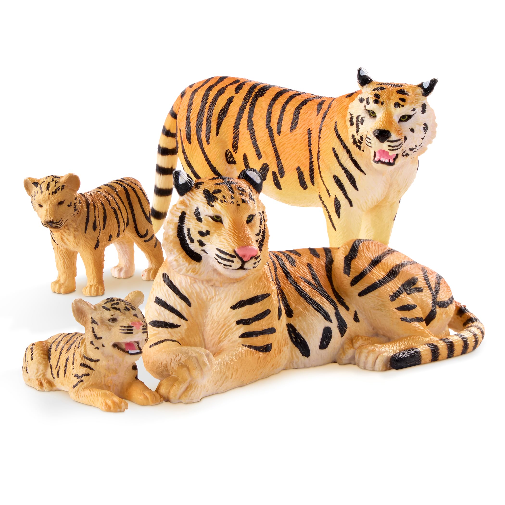 Terra by Battat – 4 Pieces Tiger Family – Realistic Plastic Safari Animals for Kids – Educational Animal Figures – Jungle & Zoo Toy Animals – Imaginative Play – 3+ Years