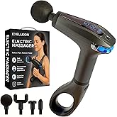 EXELLEON Massage Gun Deep Tissue | Percussion Massager for Back and Neck Pain Relief | Portable Handheld Muscle Massage Guns | Travel-Friendly Carry Case | Rechargable, Extended Ergonomic Handle