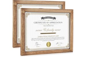 Emfogo Certificate Frames, 8.5 x 11 Picture Frames Diploma Frame with Stand Rustic Wood Document Frame with High Definition G