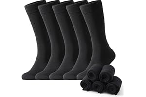 Mens Thin Merino Wool Dress Socks, Black Crew Breathable Socks for Work, Office and Daily Wear, 10-13