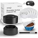 Nessus Reusable Kit for Nespresso Pods Vertuo, Reuse Old Coffee Pods for Nespresso Vertuo: 100 Pcs Aluminum Foil Seal Lid, Ho
