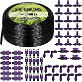 Tondiamo 1000', 8 Mil 5/8" Drip Tape Kit with Fittings, 6" Spacing | Irrigation System for Garden, Farm, Landscape, Water-saving Automatic Watering, Easy Install Drip Tubing Equipment