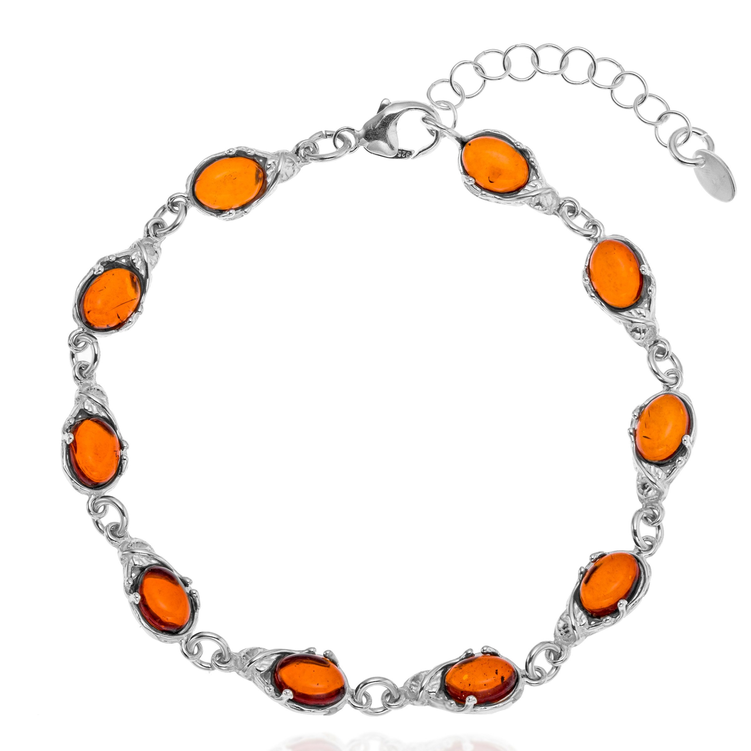 Copal Amber And Sterling Silver Womens Bracelet With Adjustable Length