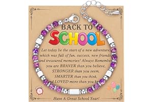 AryaHozel Back to School Gifts for Students, Tiny Natural Stone First Day of School Back to School Bracelet Gifts for Girls Daughter Granddaughter Niece Sister Friend