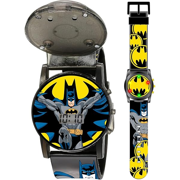 DC Comics Orologio Uomo Batman BAT8073AZ - Quarzo, Cinturino Acciaio, Quadrante Con Logo Oro