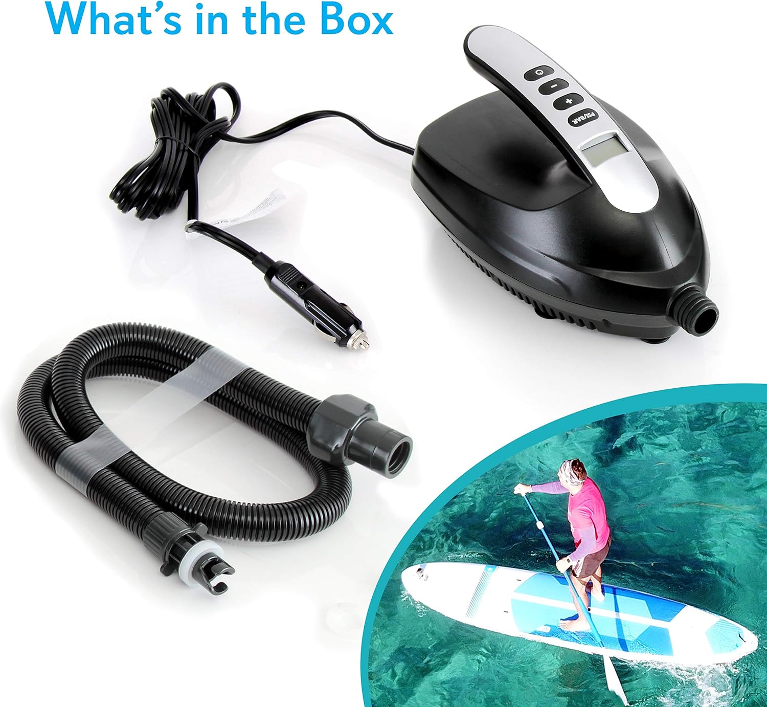 Digital Electric Air Pump Compressor - 110W 12 Volt Quick Air Inflator w/LCD, 0-16 Adjustable PSI - For Water Sport Inflatable SUP Stand Up Paddle Board - SereneLife SLPUMP20: Home Improvement