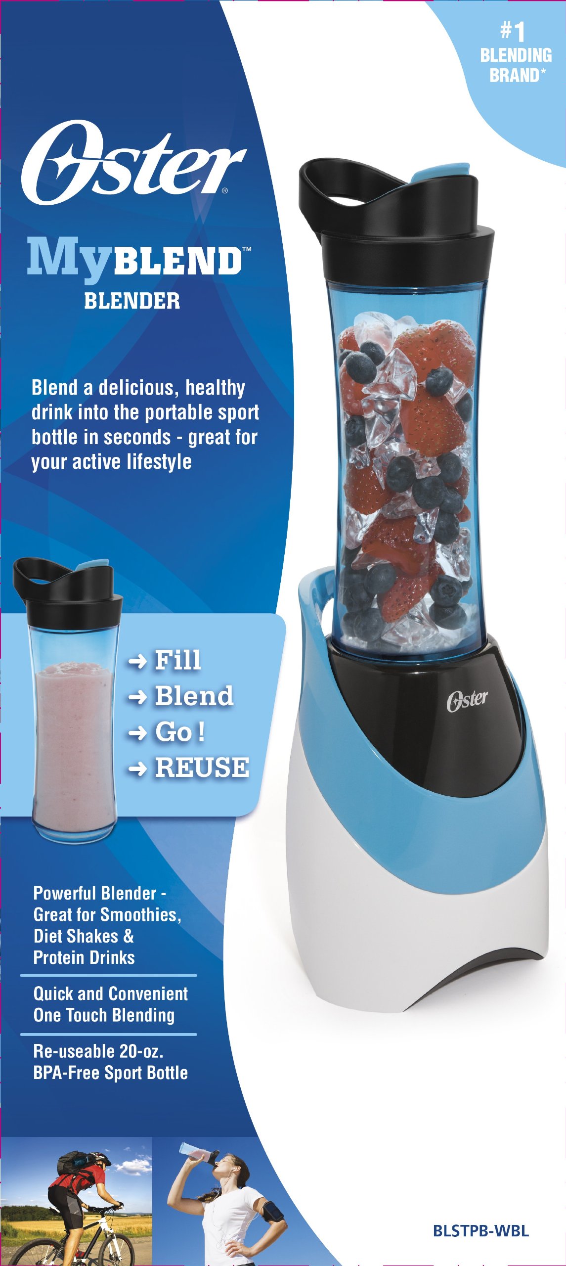 Oster BLSTPBWBL My Blend 250Watt Blender with Travel Sport Bottle