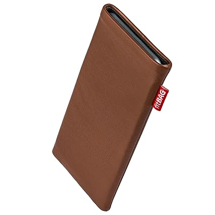 fitBAG Beat Cognac Handytasche Tasche aus Echtleder Nappa mit Microfaserinnenfutter für LG G4 | Hülle mit Reinigungsfunktion 