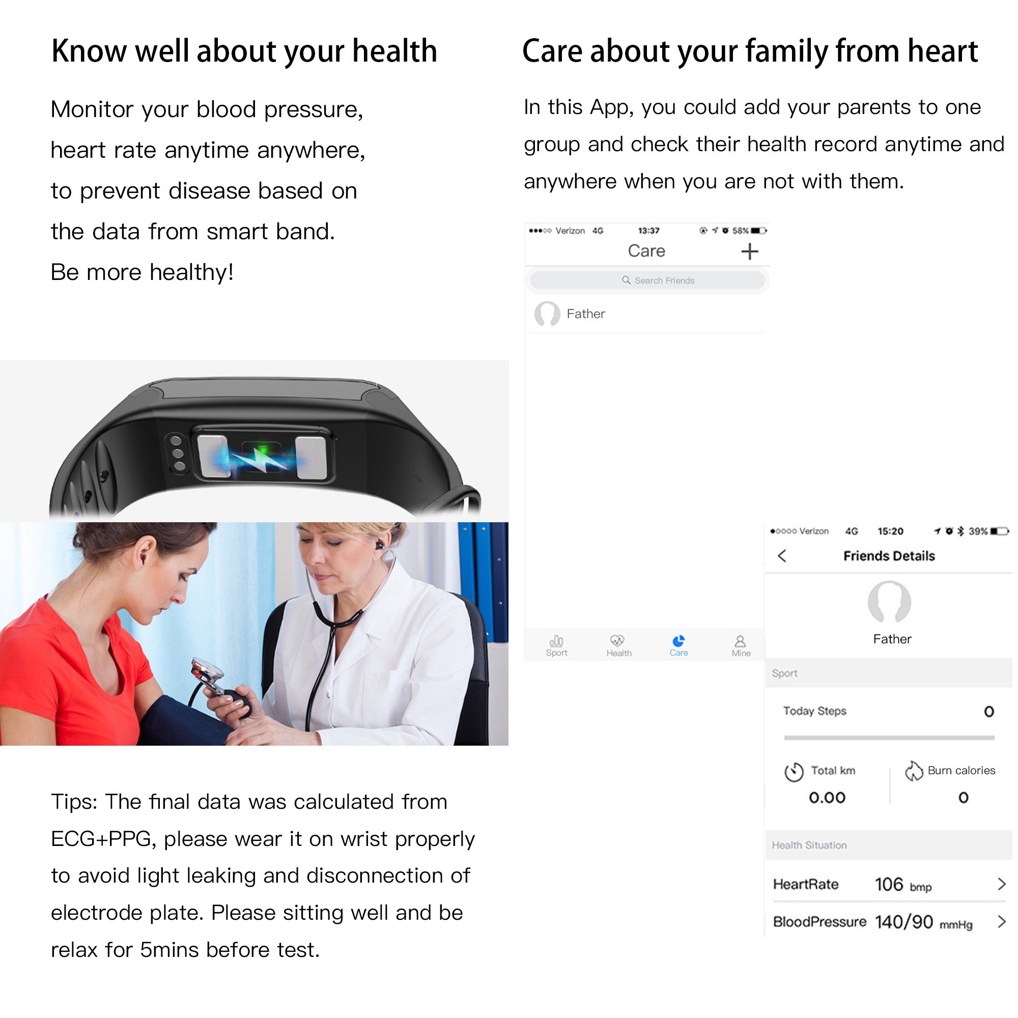 Fitplus Fitness Tracker,Fitness Watch with Heart Rate Monitor,Blood Pressure Monitor,Sleep Monitor,Waterproof Smart Band,Pedometer Activity Tracker,Smart Bracelet with Step Calorie Distance Counter