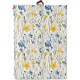 TRYYN Wildflower Meadow Throw Blanket for Couch Picnic Camping Bedroom Decor, Vibrant Yellow Blue Floral Pattern, Super Soft Cozy Plush Fluffy Fleece Blankets Gifts for Kids Adults, 60x50 Inch