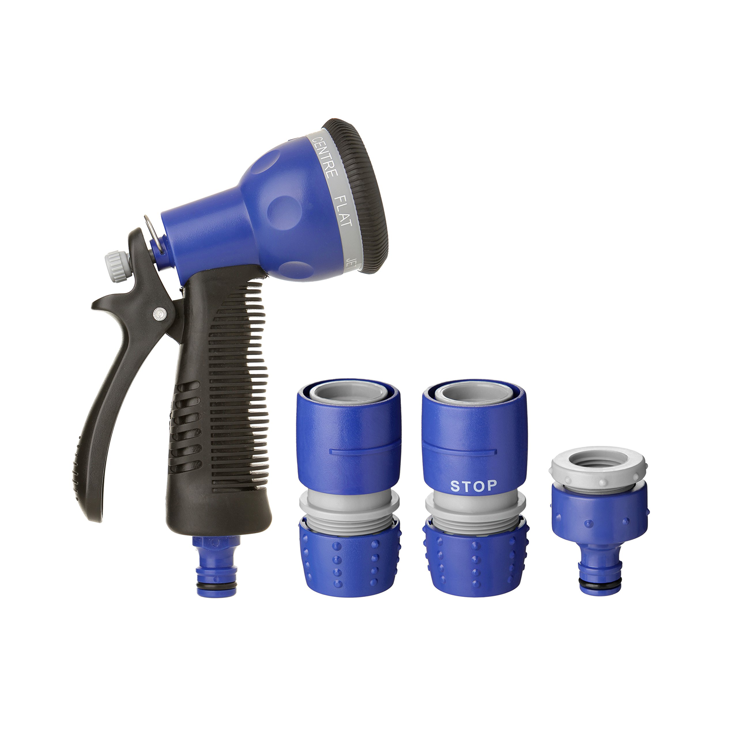 TATAY - Soft Touch Kit with 7-pattern spray gun and hose connectors. Blue. Dimensions: 20 x 6.5 x 23cm