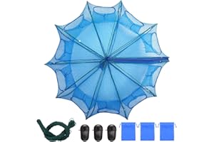 CESTMALL Folded Fish Trap, 10 Holes 10 Sides Crayfish Trap Fish Crab Traps with Nylon Rope for Catching Small Bait Fish Eels Crab Lobster Minnows Shrimp