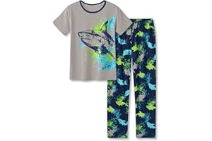 Tebbis 2-Piece Cozy Pajamas For Little/Big Boys Gamer Yellow Short Sleeves & Pants Soft PJs Set Kid Size 6-18