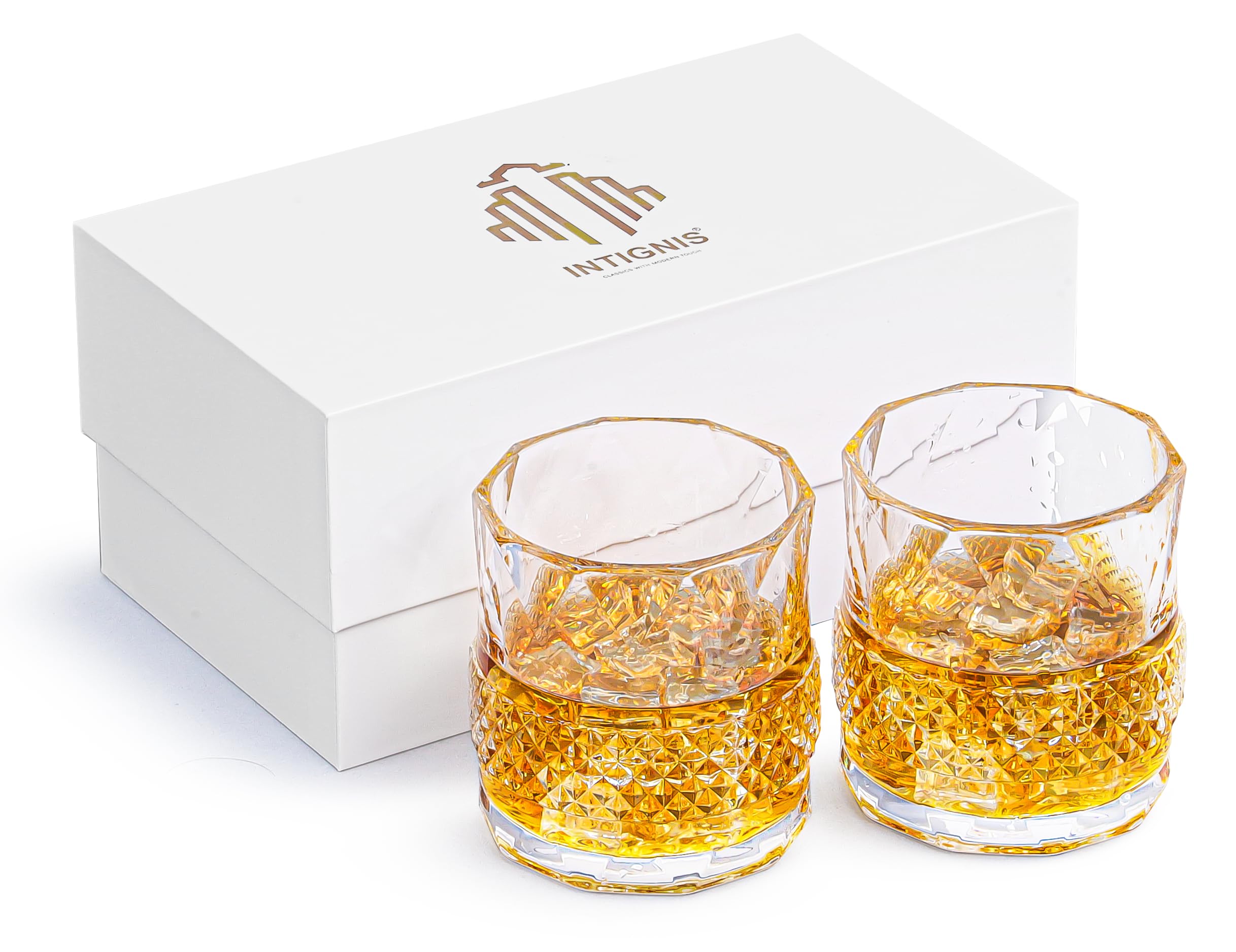 Elite Collection Crystal Tumbler Glasses 350ML - Lead-Free, Cut Transparent Design - Elegant Drinkware for Home, Restaurants & Kitchen - Perfect Drinking Gift Set in Gift Box