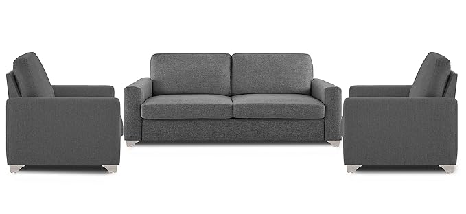 Adorn India Straight Line Five Seater Sofa Set 3-1-1 (Grey)