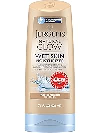 Jergens Natural Glow Wet Skin Moisturizer for Body, Fair to Medium Skin Tones, 7.5 Ounces