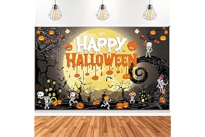COQUETTEBOW012 Happy Halloween Backdrop | Spooky Ghost Party Banner for Kids Halloween Birthday, Photo Booth Background Party Decoration