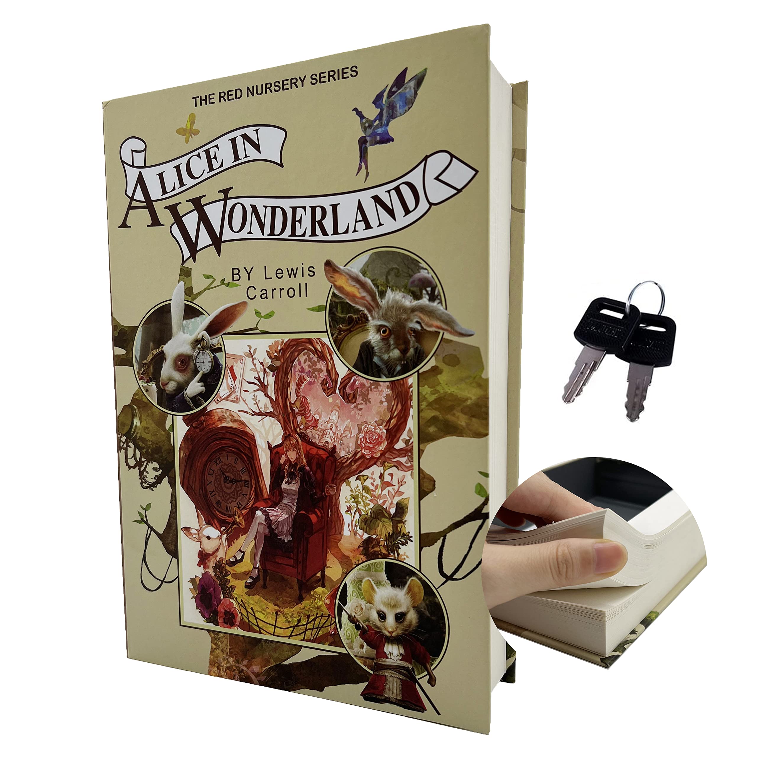 Real Paper Transfer Book Safe for Jewellery, and Hollow with Hidden Compartment, Key and Combination Lock (Alice, Key Lock) — image 1