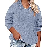 TIYOMI Plus Size Hoodies for Women Color Block Tops Drawstring Hooded Tunic Blouses Pullover T Shirts