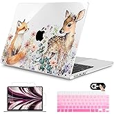 Mektron for 2025 M4 MacBook Air 13.6 Inch A3240 Case Fits 2023 A2681 M2 2024 A3113 M3 Chip with Liquid Retina Display Touch ID, Printed Plastic Hard Shell Cover for MacBook Air 13.6", Fox and Deer