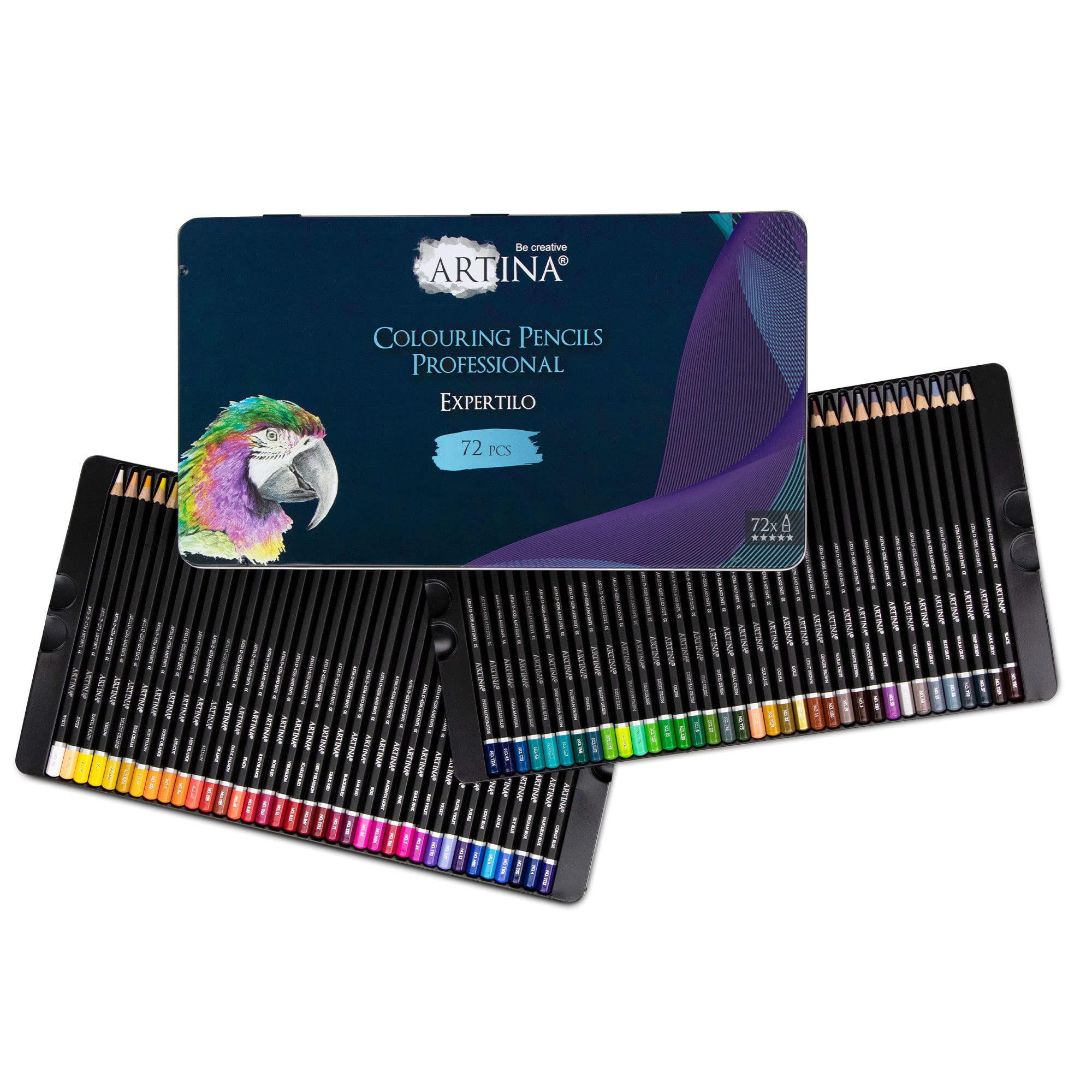 Artina 72 pcs Colouring Pencils Expertilo Professional XL Drawing Pens Set - Highly Pigmented & Shatterproof Coloured Pencils Drawing & Sketching FSC® Art Pens