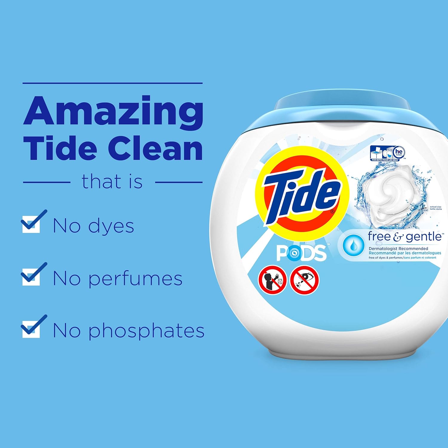 Tide Free and Gentle Laundry Detergent Pods, 81 Count, Unscented and Hypoallergenic for Sensitive Skin: Health & Personal Care