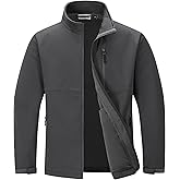 Outdoor Ventures Men's Softshell Jacket Waterproof Fleece Lined Rain Shell Jacket Lightweight Windbreaker for Hiking Travel