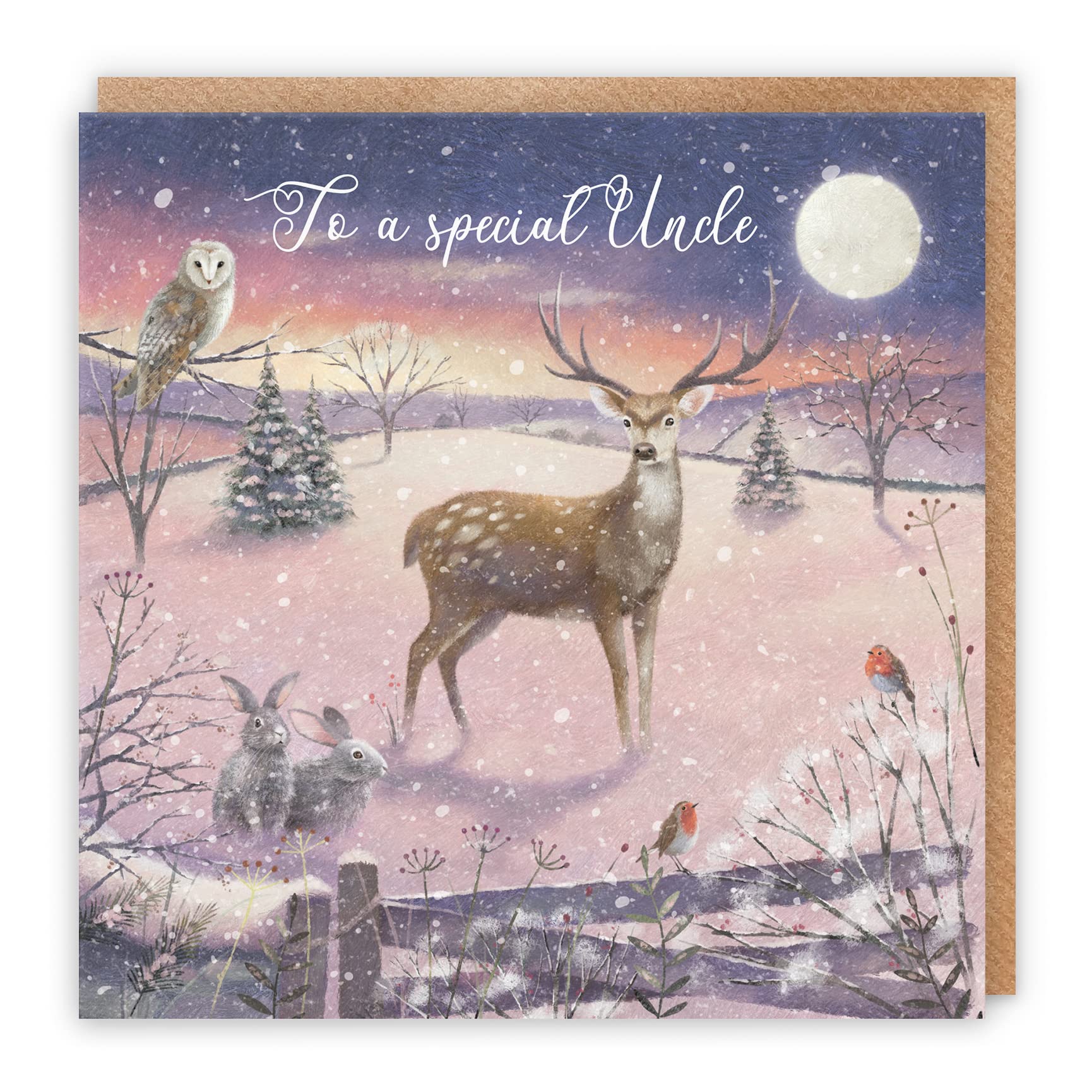 Hunts England - Uncle Christmas Card - 'The Stag' - To A Special Uncle - Card - Milo's Gallery Collection - Christmas Wording Inside - From Niece/Nephew