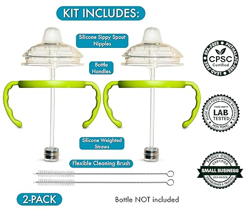 Sippy Cup Conversion Kit for Comotomo Baby Bottles 2-Count, Food
