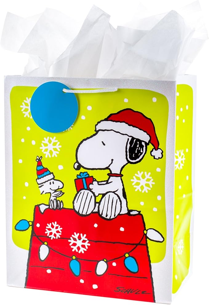 Hallmark 13" Large Peanuts Christmas Gift Bag with Tissue Paper (Snoopy on Doghouse) Amazon.ca